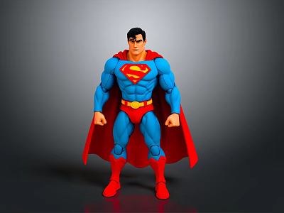 Superman Action Figure With Detailed Blue Suit Red Cape Yellow Belt And Classic S Logo 3d model
