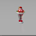 Delicious Strawberry Ice Cream Sundae With Fresh Berries Whipped Cream And Bow Decoration