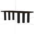 Modern Sofa Coffee Table Set With Dark Top And Silver Metal Legs 3d model