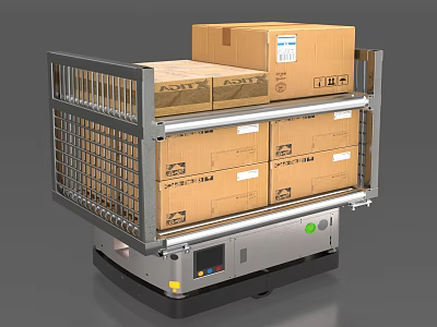 Heavy Duty Display Shelf With Stacked Cardboard Boxes And Metal Structure 3d model