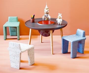 Modern Children's Table and Chair Stool Simple Children's Stool 3d model