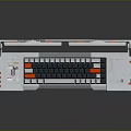 Retro Dual Screen Console With Brown Wavy Patterns And Red White Keyboard