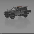 Silver Pickup Truck With Roof Rack Orange Warning Light Off Road Tires And Cargo Bed