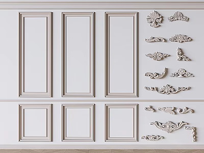 French Gypsum Line Component Gypsum Carved Decorative Line Sofa TV Gypsum Line Background Wall 3d model