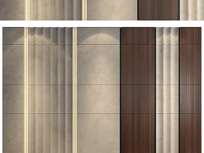 Modern Wall Design With Textured Parts And Wood Elements 3d model