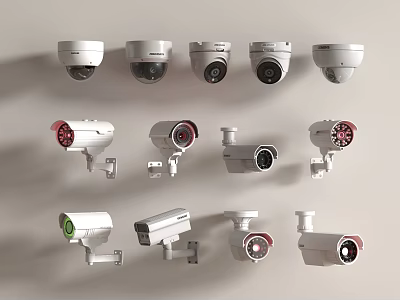 Projection Monitoring Systems Featuring Various Security Camera Types And Modern Designs 3d model