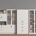 White Storage Cabinets With Glass Doors Drawers Organized Files And Books