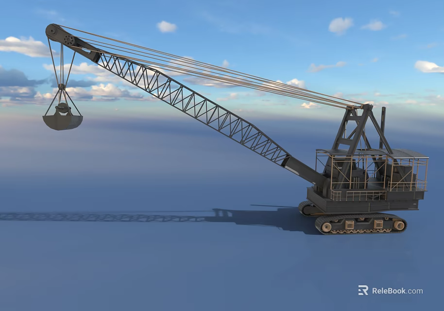 Crawler Crane Functional Vehicle With Lattice Boom Lifting Heavy Load Under Blue Sky 3d model 