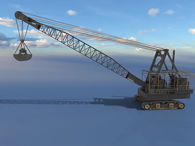 Crawler Crane Functional Vehicle With Lattice Boom Lifting Heavy Load Under Blue Sky 3d model