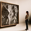 Large Square Wall Decor With Wooden Frame And Textured Surface For Modern Interior 3d model