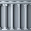 Classical Roman Columns With Ornate Capitals And Various Shaft Designs