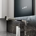 Modern Bathroom Vanity with Marble Countertop Sleek Faucet and Toothbrush Holder
