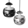 Modern Black And Silver Spherical Pendant Lights With Reflective Surface And Glass Globe 3d model