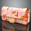 Stylish Fashion Bag With Colorful Geometric Pattern Golden Buckle And Orange Trim
