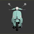 Teal Classic Scooter With Orange Seat Side Mirrors And Sleek Body Design