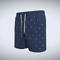 Dark Blue Shorts With White Drawstring And Circle Dot Patterns Design 3d model