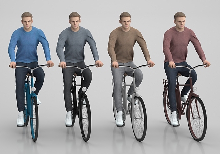 Modern Men on Bicycles 3d model