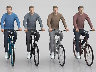 Modern Men on Bicycles 3d model