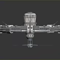 Futuristic Circular Space Station Structure With Central Tower And Solar Panels 3d model