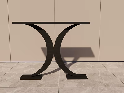 Modern Black Console Table With Unique Curved Base On Light Floor Against Wall 3d model