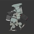 Light Blue Mech Robot With Weapon In Humanoid Battle Pose Design 3d model