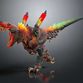 Mechanical Dinosaur Character With Flame Accents Sharp Teeth And Sci Fi Design 3d model