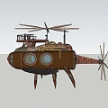 Intricate Steampunk Aircraft Design With Propellers Round Windows And Mechanical Parts