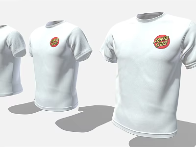 White T Shirts With Santa Cruz Logo Graphic Design For Casual Wear 3d model