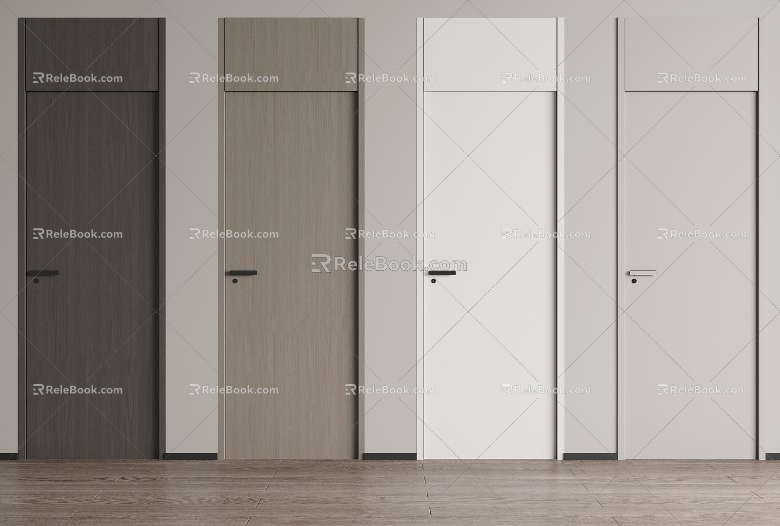 Modern swing door single door top door 3d model