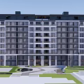 Modern Residential Building High-rise Residential Building 3d model