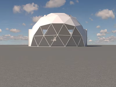 Dome Shaped Sunshade With White Geometric Panels For Outdoor Use 3d model