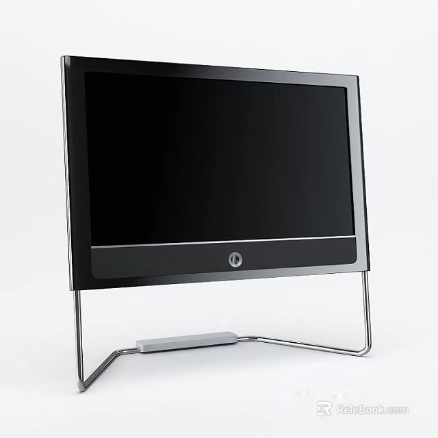 HP Computer Monitor With Sleek Black Screen And Modern Silver Stand Design 3d model 