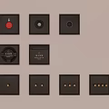 White Switch Panels With Various Sockets And Switch Combinations On Wall