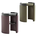 Elegant Modern Leather Bedside Table Design With Two Tone Upholstery And Lower Storage Shelf 3d model