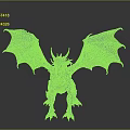 Mythical Dragon Character With Red And Black Wings Horned Head Scaled Body And Sharp Claws