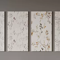 Set of Four Decorative Wall Art Paintings With Plant And Butterfly Patterns