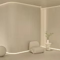 Minimalist Sofa Accent Wall With Ambient Lighting Sphere And Plant 3d model