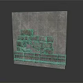 Gray Stone Wall Architecture With Square Blocks And Decorative Base Details 3d model