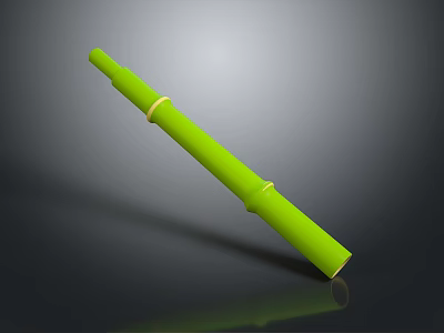 Natural Scenery With Green Bamboo Stem Featuring Yellow Rings And Reflection 3d model