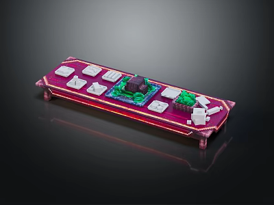 Decorative Building Blocks Display Platform With Purple Base White Bricks And Green Accents 3d model