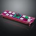 Decorative Building Blocks Display Platform With Purple Base White Bricks And Green Accents