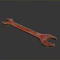 Red Rustic Wrench Tool With Metallic Finish On Dark Background