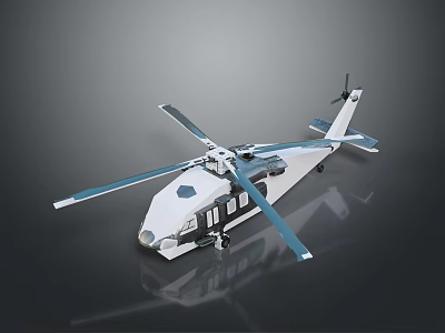 Modern Helicopter 3D Model with Rotors Fuselage Windows and Landing Gear 3d model