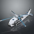 Modern Helicopter 3D Model with Rotors Fuselage Windows and Landing Gear