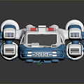Blue And White Toy Police Car With Sirens And POLICE Logo Design