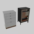 Modern Entryway Console Cabinet With Colorful Panels Wooden Texture And Multiple Drawers