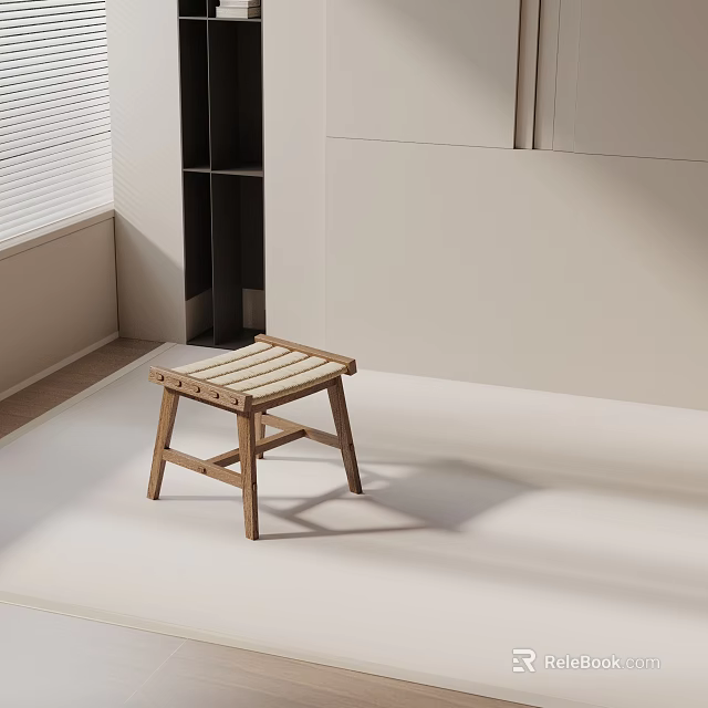 Minimalist Wooden Side Table With Slatted Top And Solid Wood Legs For Living Room 3d model 