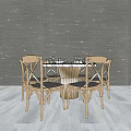 Minimalist Round Dining Table Set With Wooden Chairs Gray Wall And Light Floor