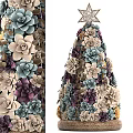 Multi Colored Succulent Shaped Decorative Ornament Set With Tree Shaped Structure For Home Decor