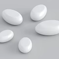 White Oval Shaped Landscape Seats With Smooth Surface And Various Sizes 3d model